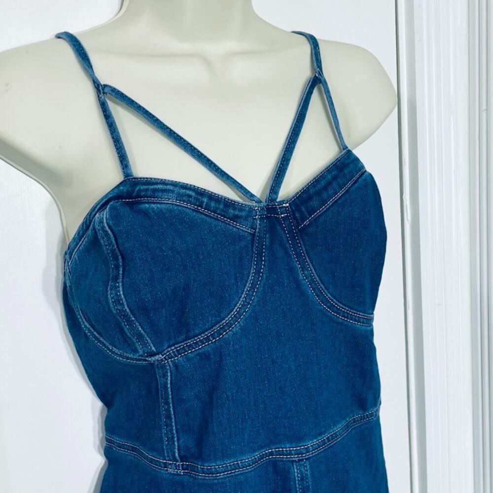 Shein Curve Denim Sleeveless Jumper Short 1X Modern Regencycore Y2K Country